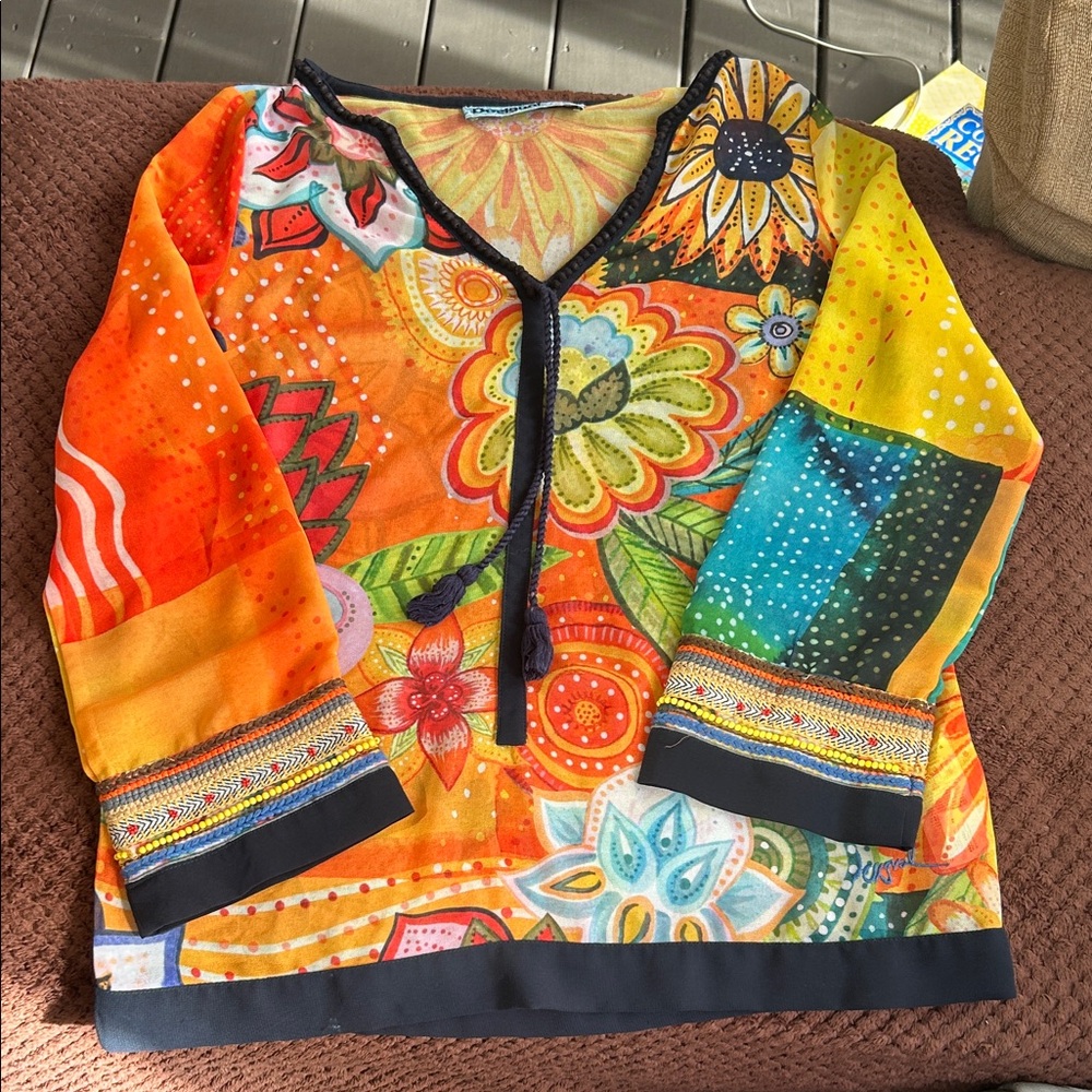 DesigualVibrant Multicolor Patchwork Top